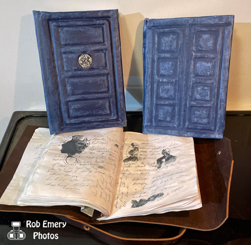 River Song & Doctor's diaries with painted covers & Journal Of Impossible Things with leather cover